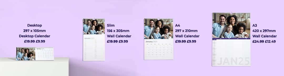 Calendar sizes