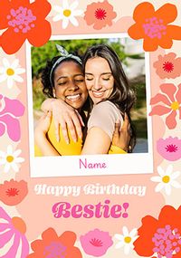 Tap to view Floral Polaroid Bestie Photo Birthday Card