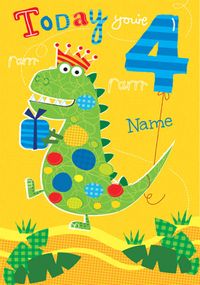 Tap to view Abacus - 4 Year Old Dinosaur Birthday Card