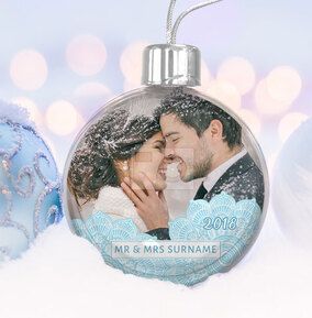 Mr & Mrs Snowflake Wedding Bauble