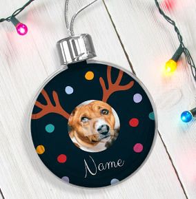 Personalised Pet Photo Bauble - Reindeer