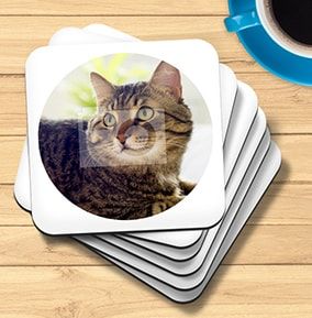 White Circle Frame Photo Coaster