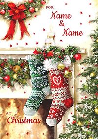 Tap to view Stockings by The Fire Personalised Christmas Card